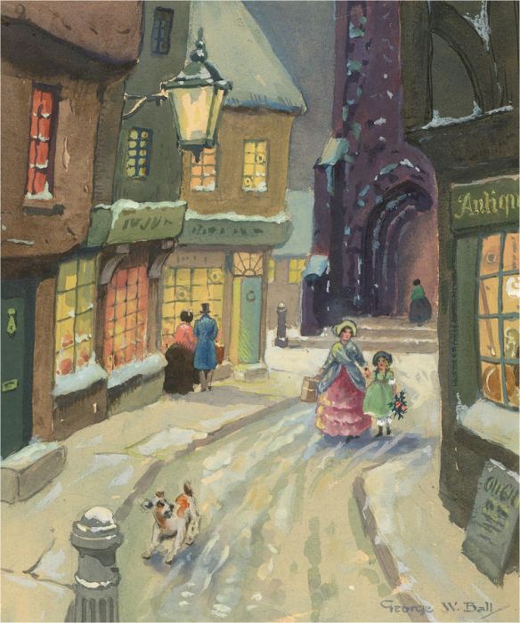 George W. Ball - Late 19th Century Watercolour, A Victorian Christmas