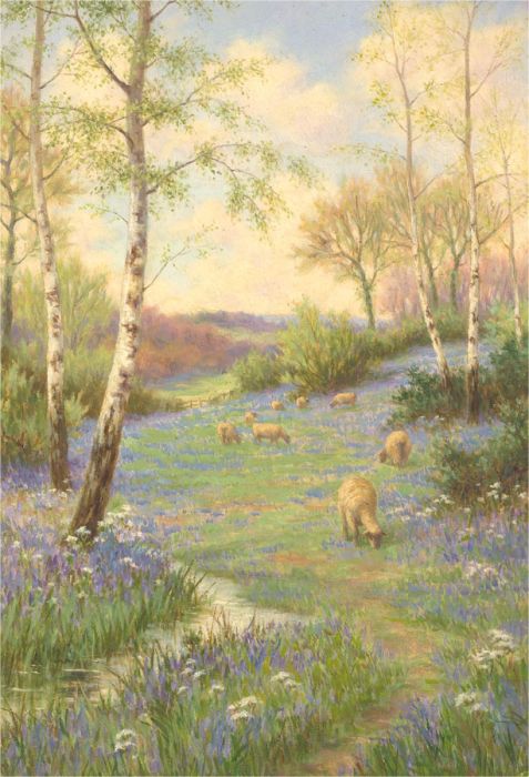 Attrib. W.G. Buxton - Early 20th Century Oil, Bluebells and Sheep