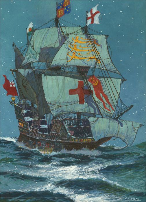 S. Drigin - Mid 20th Century Gouache, Ship in High Seas