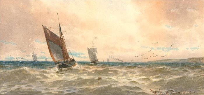 Early 20th Century Watercolour - Boats at Sea