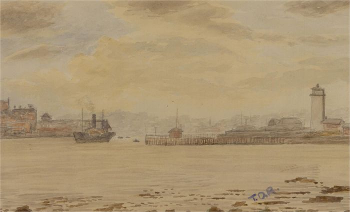 T. D. R.  - 1931 Watercolour, The River Tyne