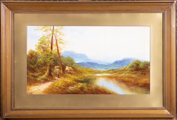 Framed Early 20th Century Oil - Lockside Path