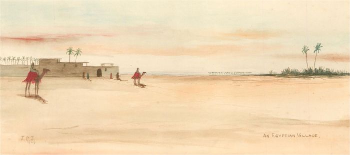 J.C.J. - 1929 Watercolour, An Egyptian Village