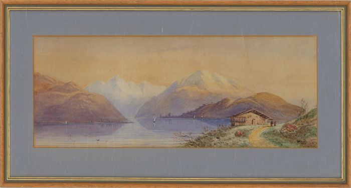 Late 19th Century Watercolour - Lake Scene with Mountains