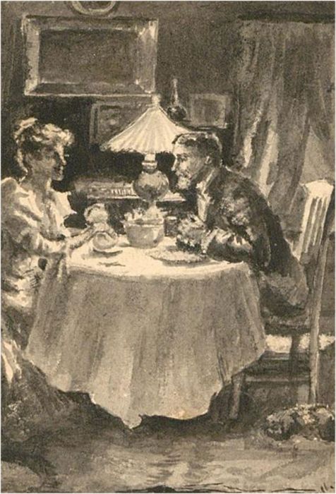E. Forrelli - Miniature Early 20th Century Watercolour, Dinner For Two