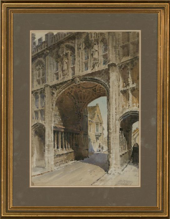 Mid 20th Century Watercolour - Wells Cathedral, Archway To Vicar's The Close