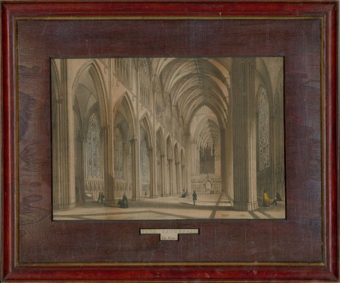 Mid 19th Century Lithograph - York Minster Interior