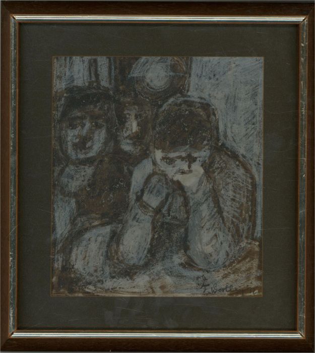 J. Wortley - Signed & Framed 1972 Pastel, Three in the Bar