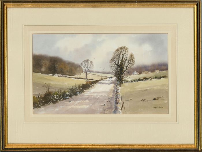 R Witchard - Contemporary Watercolour, A Wintry Walk