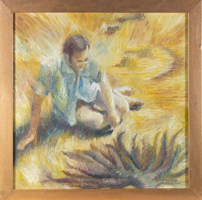 S.D.J. - 1975 Oil, Seated Man