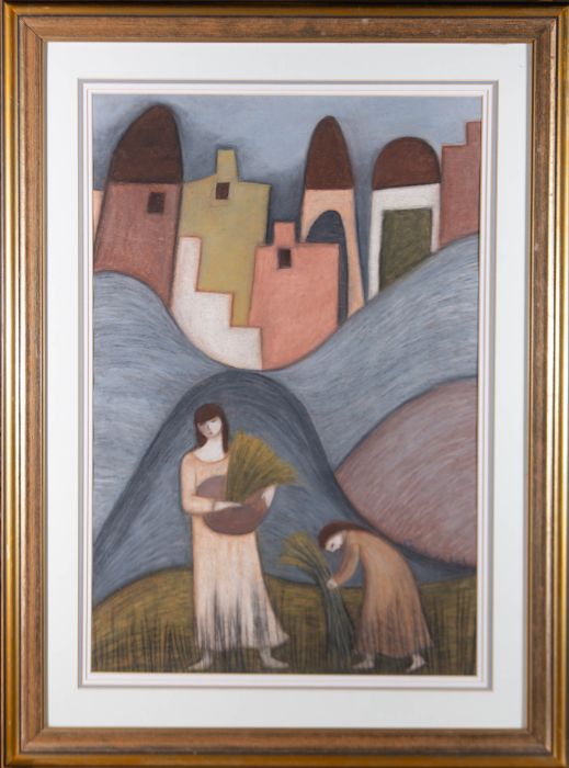 Christa De Kock - Contemporary Oil Pastel, Harvest Time