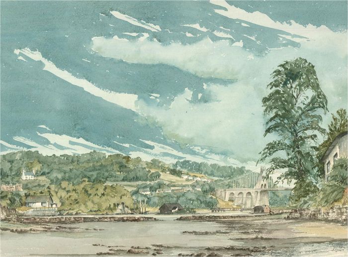A. R. K - 1969 Watercolour, English Suspension Bridge