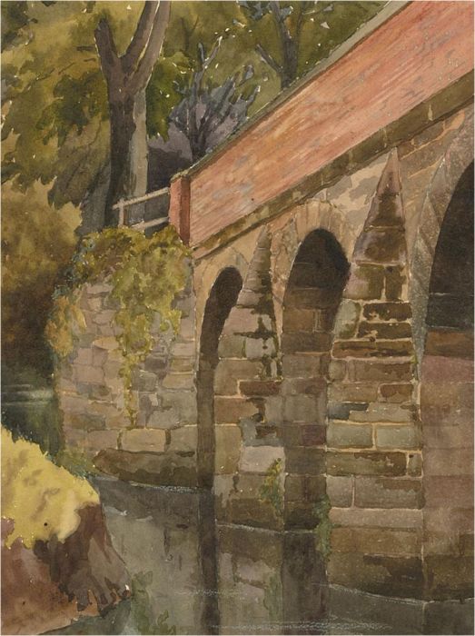 c. 1930 Watercolour - Bridge Into The Trees