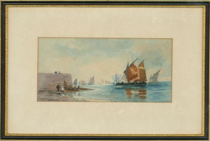 C.L. Windsor - Late 19th Century Watercolour, Coastal Scene with Ships
