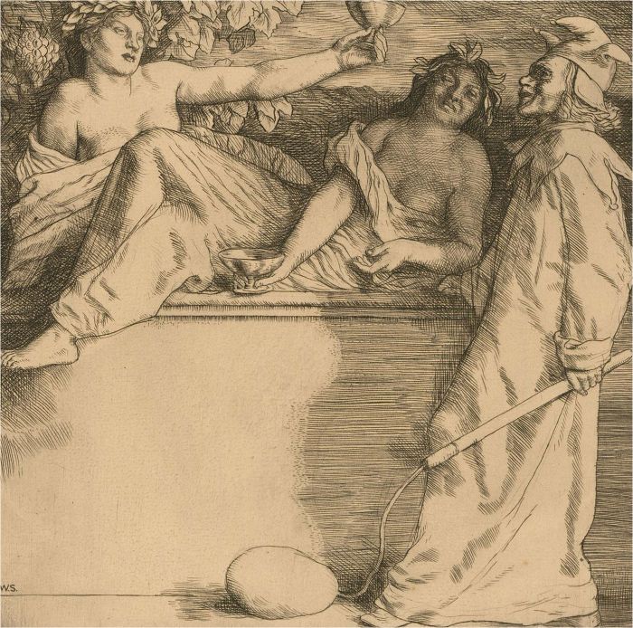 William Strang RA (1859-1921) - 1904 Engraving, The Wine Drinkers