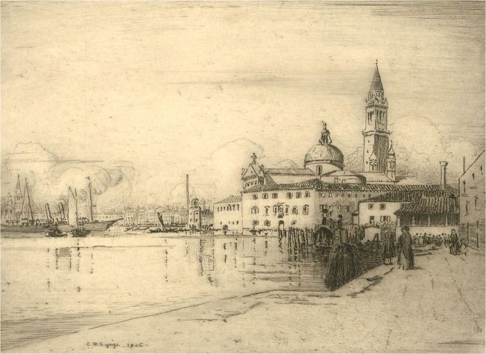 E. M. Synge A.R.E (1860-1913)-Signed 1906 Etching, St George's Maggiore, Venice