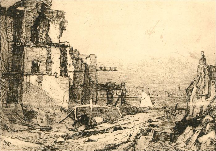 1919 Etching - Coastal Ruins
