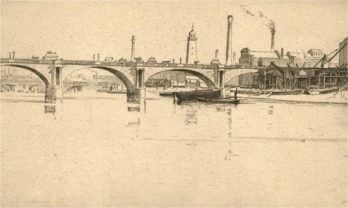 E. M. Synge A.R.E 1860-1913 - Signed Early 20th Century Etching, Waterloo Bridge