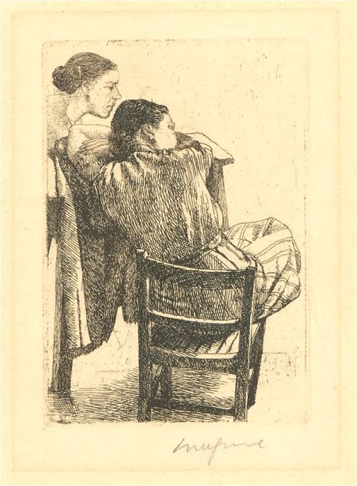 Early 20th Century Etching - Women Gazing