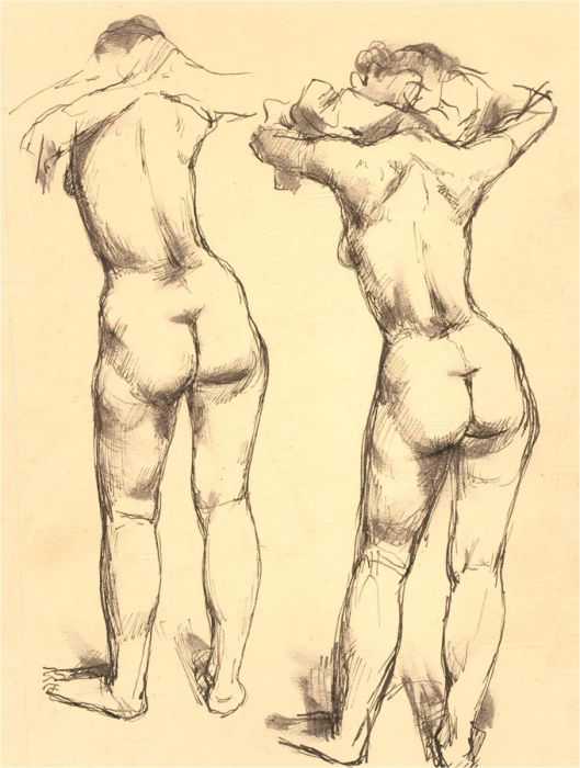 Peter Collins ARCA - Contemporary Pen and Ink Drawing, Undressing Nudes