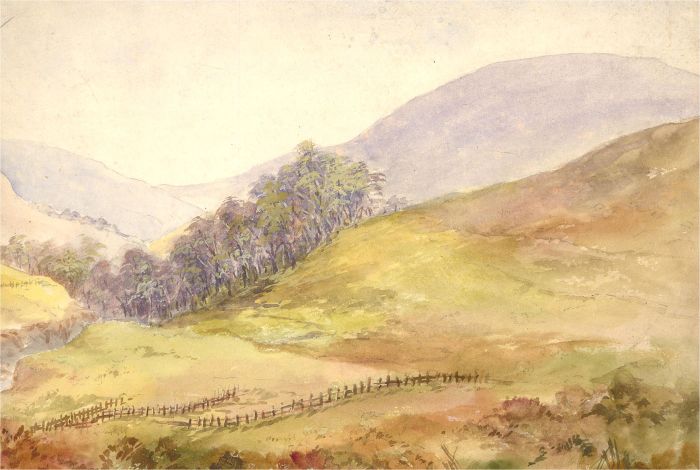 Mid 20th Century Watercolour - Over the Hillside