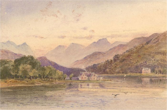 Early 20th Century Watercolour - Lake Houses