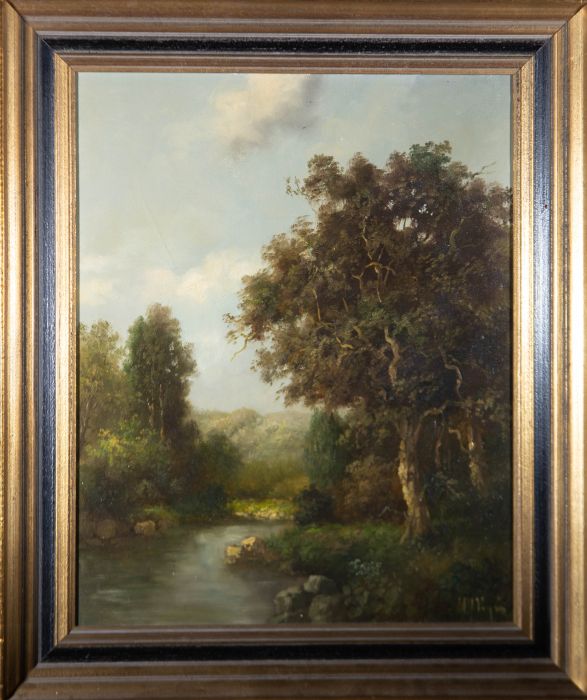 20th Century Oil - Countryside View with Small River
