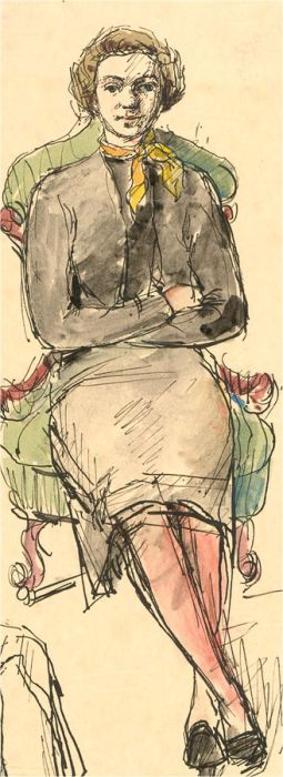 Peter Collins ARCA - Contemporary Watercolour, Seated Woman
