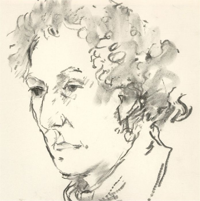 Peter Collins ARCA - Contemporary Charcoal Drawing, Woman in Contemplation