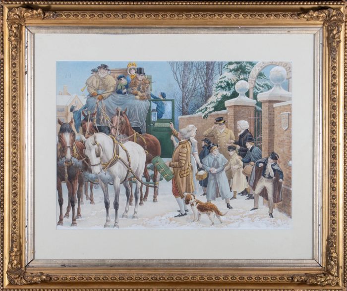 B. Govsky - 1913 Watercolour, Home for the Holidays