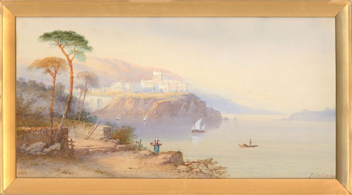 J. Calano - Early 20th Century Watercolour, Serene Coastal Scene