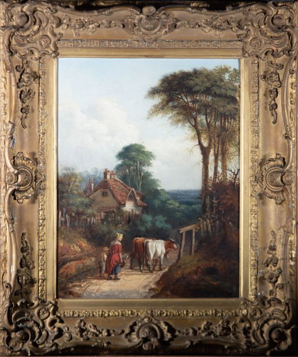 William Garland (fl.1857-1874) - Signed & Framed 1846 Oil, The Milkmaid