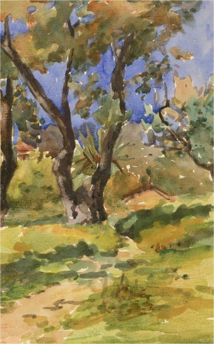 Lily Florence Waring (1877-1966) - Watercolour, French Orchard