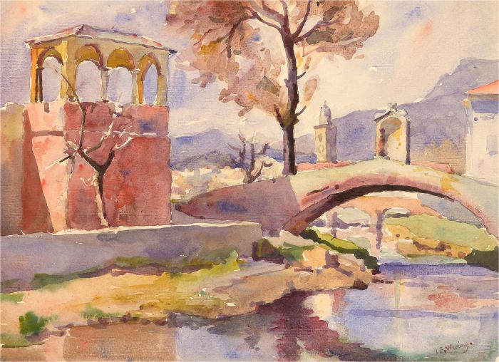 Lily Florence Waring (1877-1966) - Watercolour, Ponte di San Sebastiano