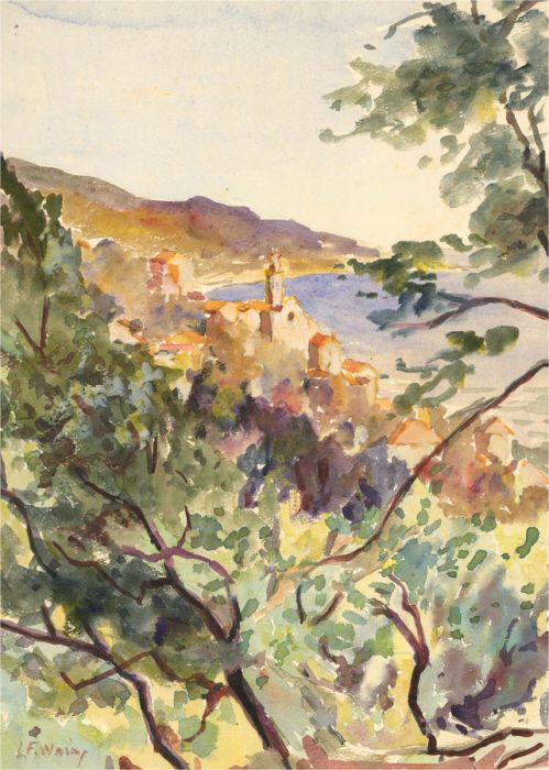 Lily Florence Waring (1877-1966) - Watercolour, View of La Mortola