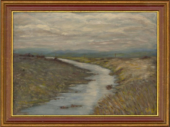 Framed 1983 Oil - Winter River