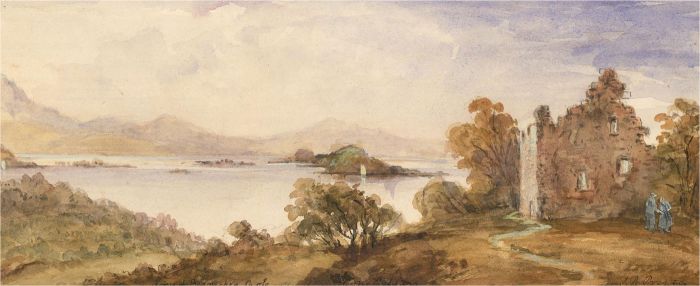 John R. Prentice (fl.1865) - 1872 Watercolour, Ruins of Bannachra Castle