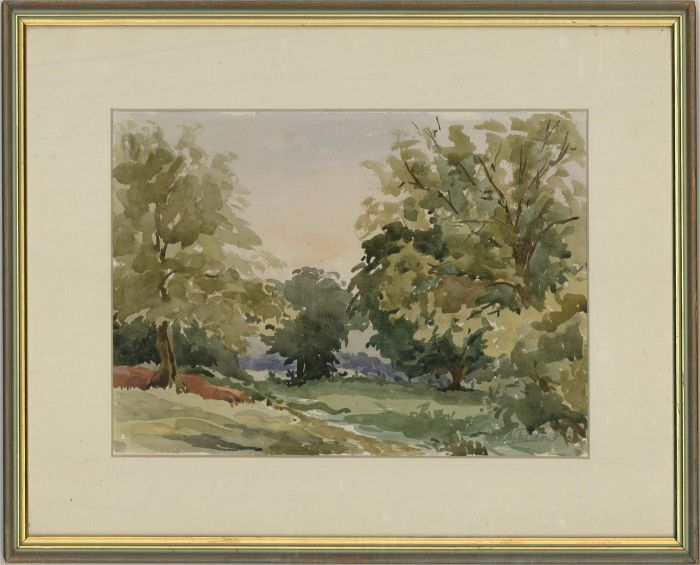 J. Ridout - 20th Century Watercolour, Landscape View with Trees