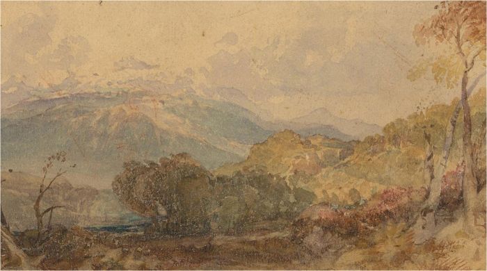 W. H. H.  - 1869 Watercolour, Mountain Scene