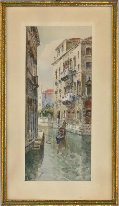 Giulio Zago - Signed & Framed Mid 20th Century Watercolour, Venetian Scene