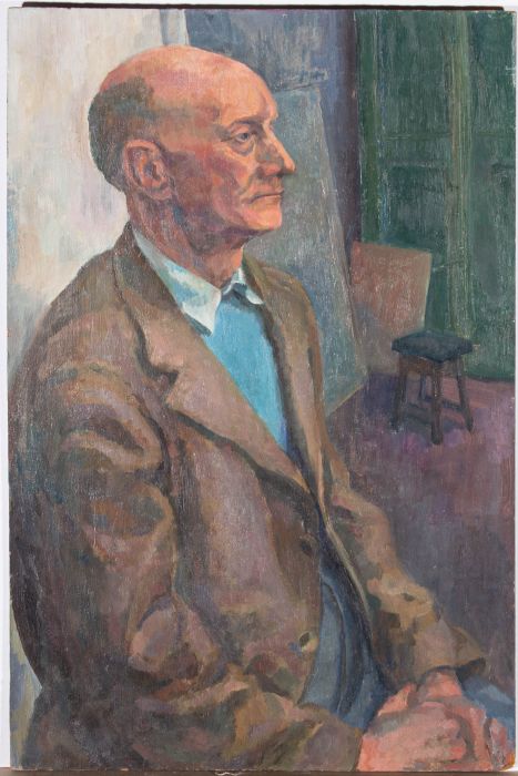 20th Century Oil - Portrait of a Man in Blue