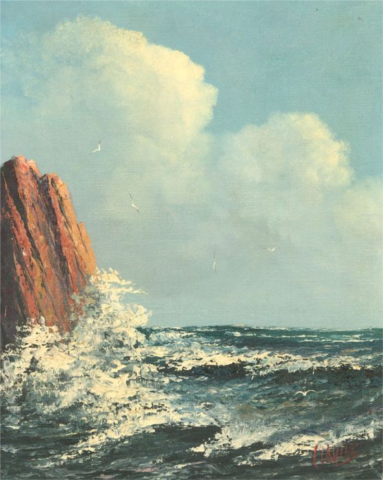 Clavier - Mid 20th Century Oil, Waves On The Cliffs