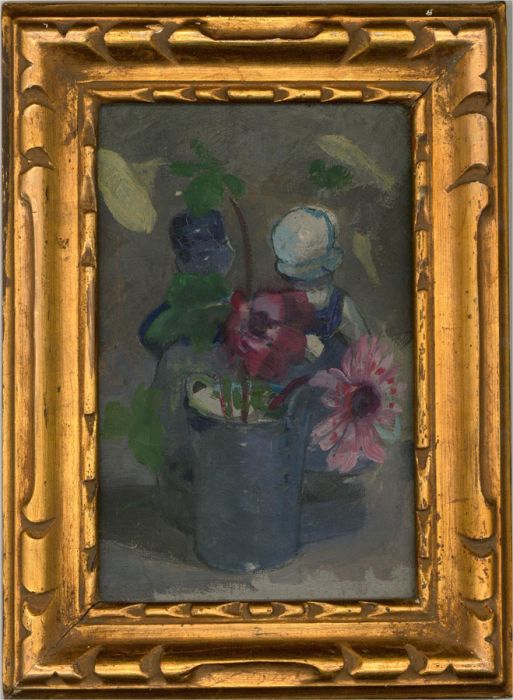 Mid 20th Century Oil - Flowers and Figurines