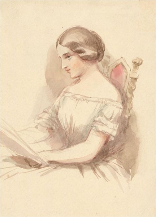 Late 19th Century Watercolour - Engrossed In A Good Book