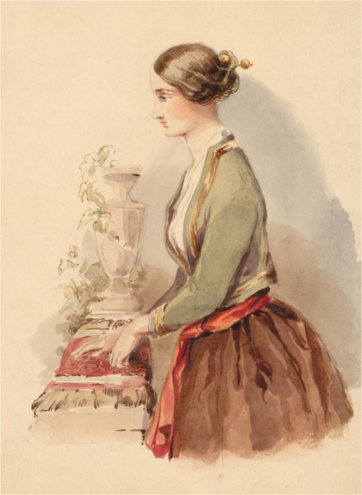 Late 19th Century Watercolour - Surveying The Garden