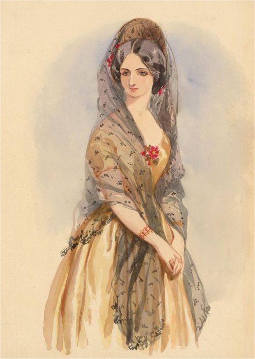 Late 19th Century Watercolour - Young Spanish Woman