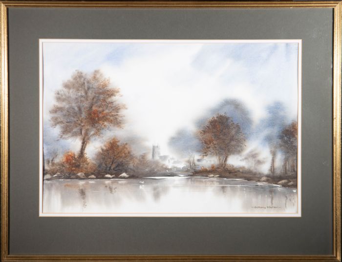 Anthony Waller - Signed & Framed Mid 20th Century Watercolour, Riverside Church