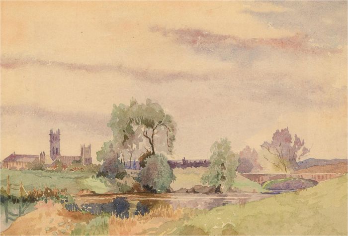20th Century Watercolour - River Scene