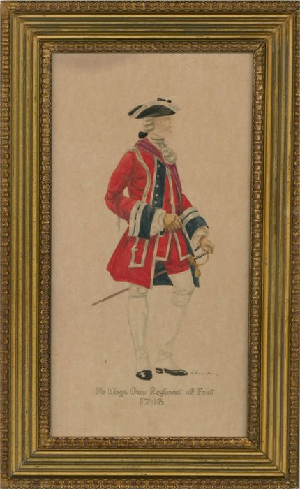 Anthony John - Mid 20th Century Watercolour, Kings Own Regiment of Foot, 1743