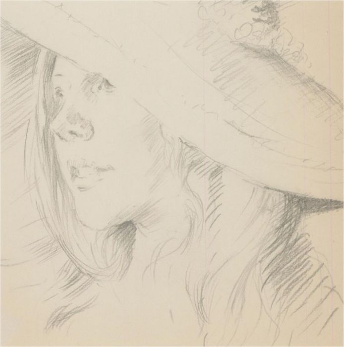 Franco Matania (1922-2006) - 20th Century Graphite Drawing, Lady in Large Hat